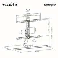 NEDIS TVSM5120GY TV állvány 37-75" kábelvezetés VESA 200x200-600x400 max 40 kg 5 magasság +5°-10° döntés 35° forgás #6