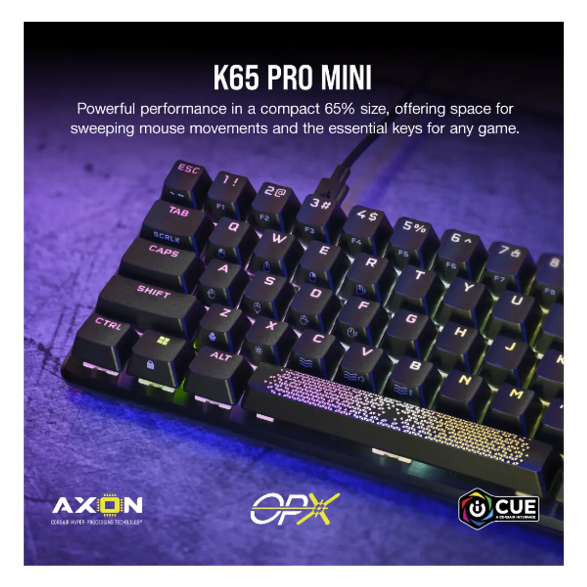 CORSAIR CH-91A401A-NA K65 PRO MINI RGB 65 százalékos optikai-mechanikus USB vezetékes US elrendezés OPX NKRO #2