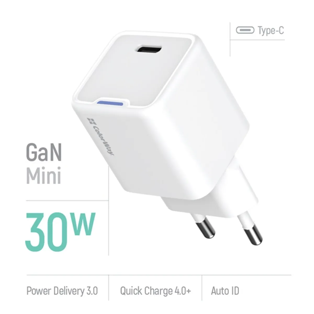 ColorWay CW-CHS054PD-WT GaN Mini 30W PD PPS USB-C fehér #7