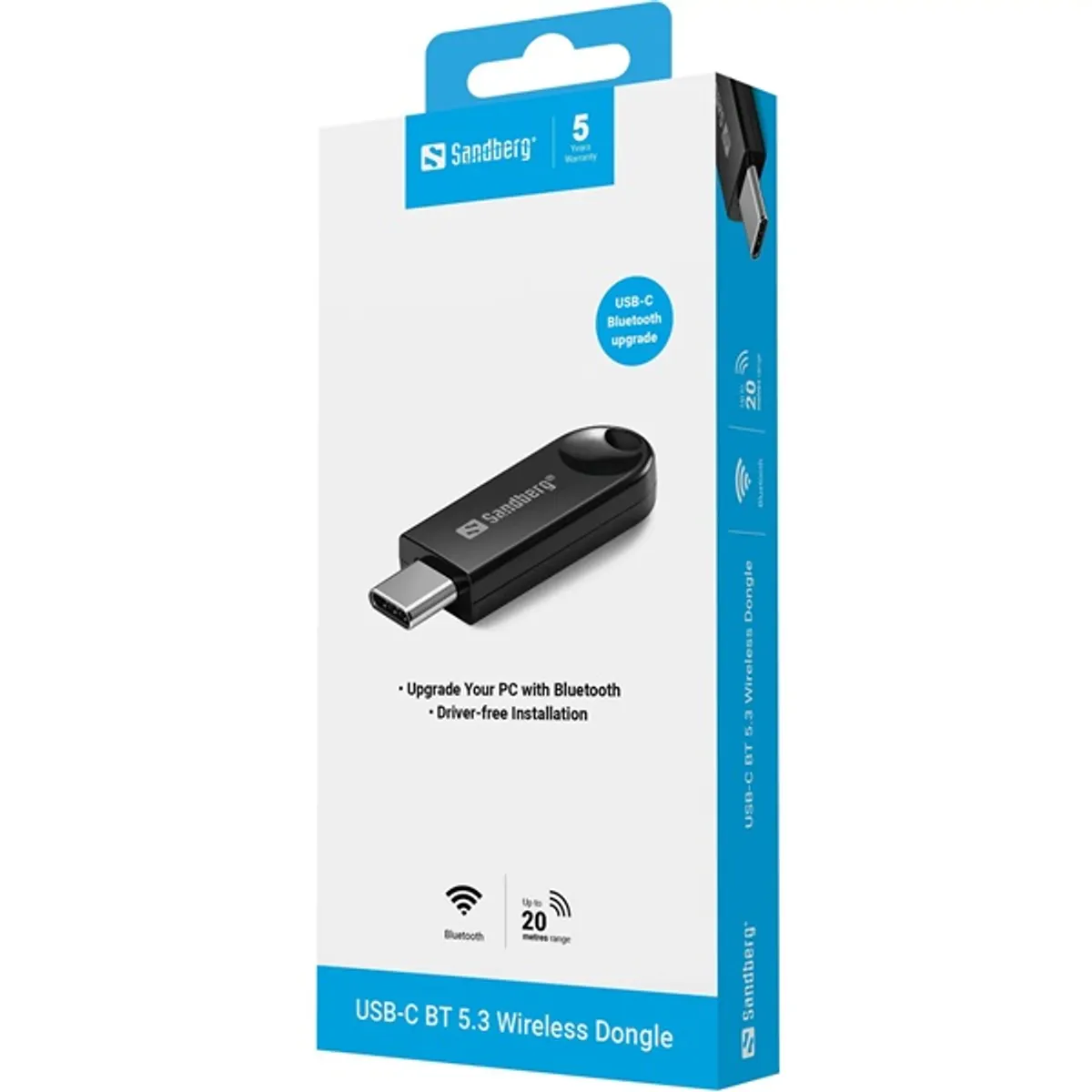 Sandberg 136-69 Bluetooth adapter USB-C 5.3 EDR illesztőprogram nélküli telepítés Windows 11 és 10 kompatibilis #2