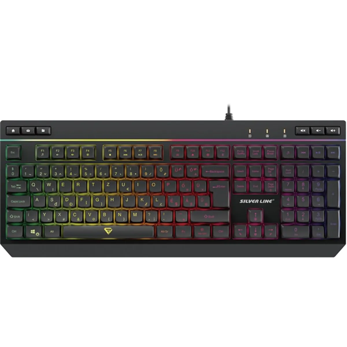 Silverline KB942 gamer billentyűzet membrános RGB háttérvilágítás USB 1.8 m anti-ghosting 19 billentyűk 105 és 10 gyorsbillentyűk levehető double shot sapkák #1