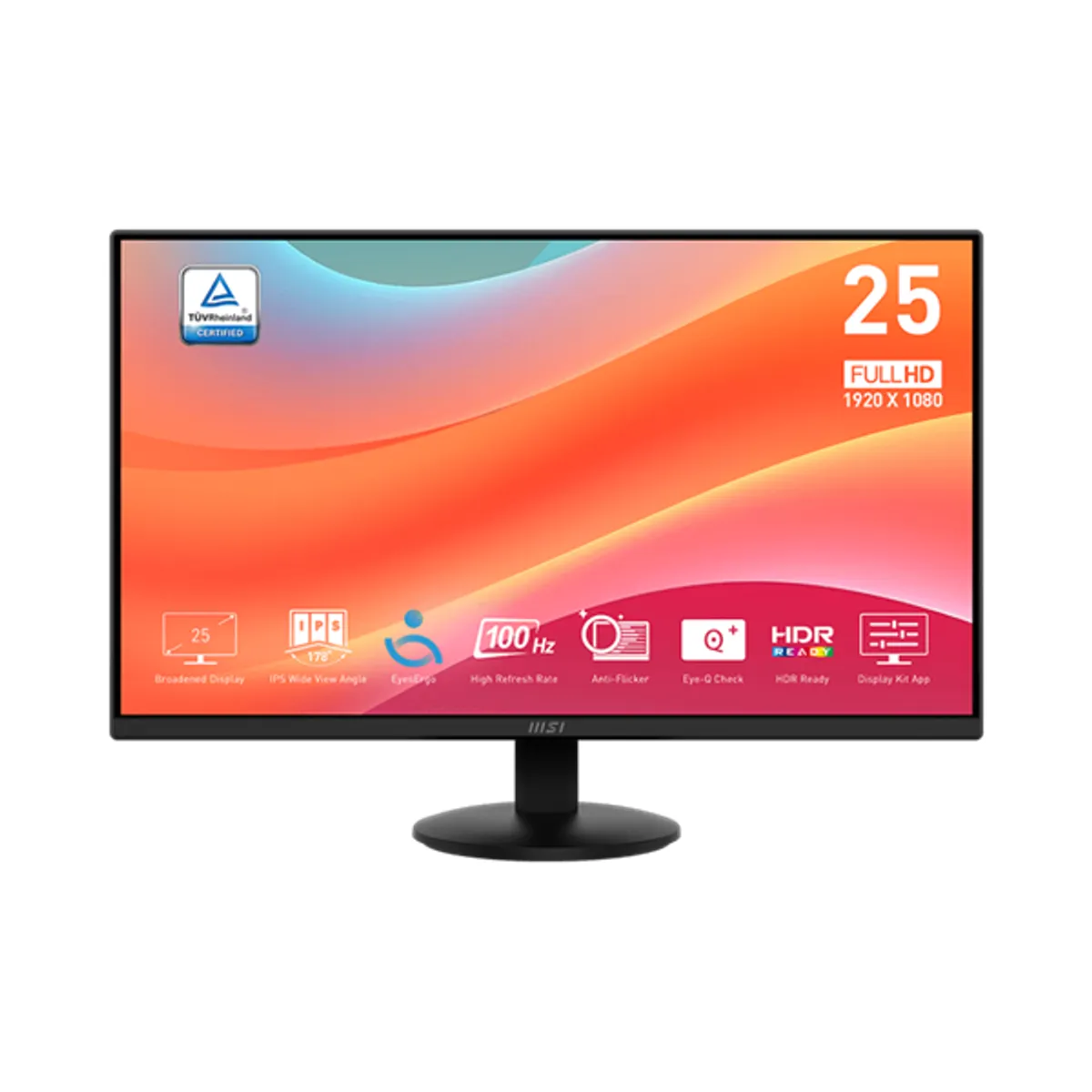 MSI DT 9S6-3PD7CT-013 monitor 24,5" IPS 1920x1080 100 Hz 1 ms 178 fok 1300:1 300 nit fekete HDMI DP dönthető #2
