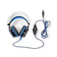 NEDIS GHST500BK Gaming fülhallgató térhatású USB 2,1 m hajlítható mikrofon fekete-kék #9