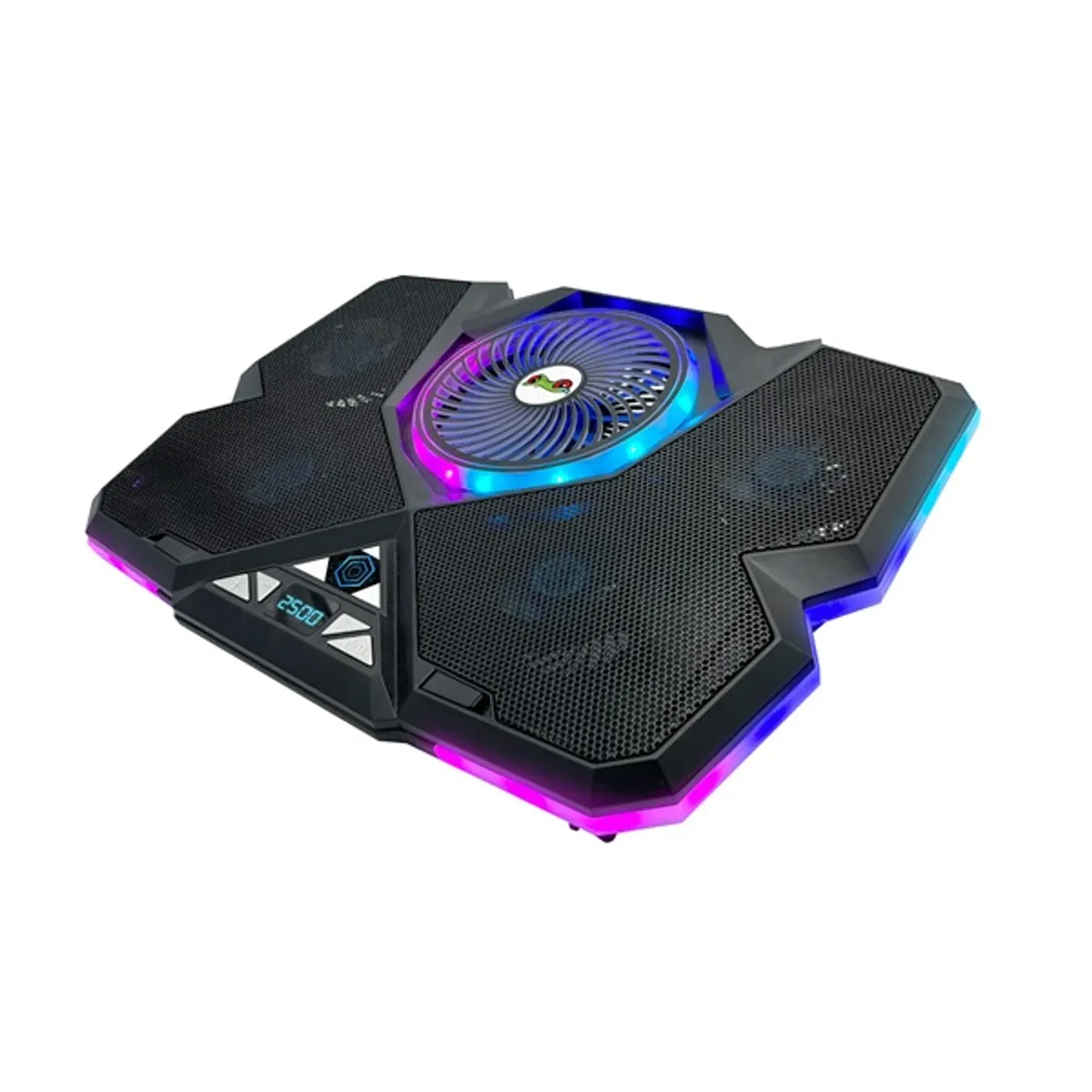 Froggiex FX-PC-P1-BL NitroCooling 5 ventilátor 12 RGB módok állítható dőlésszög telefontartó USB hub 17" notebook #1