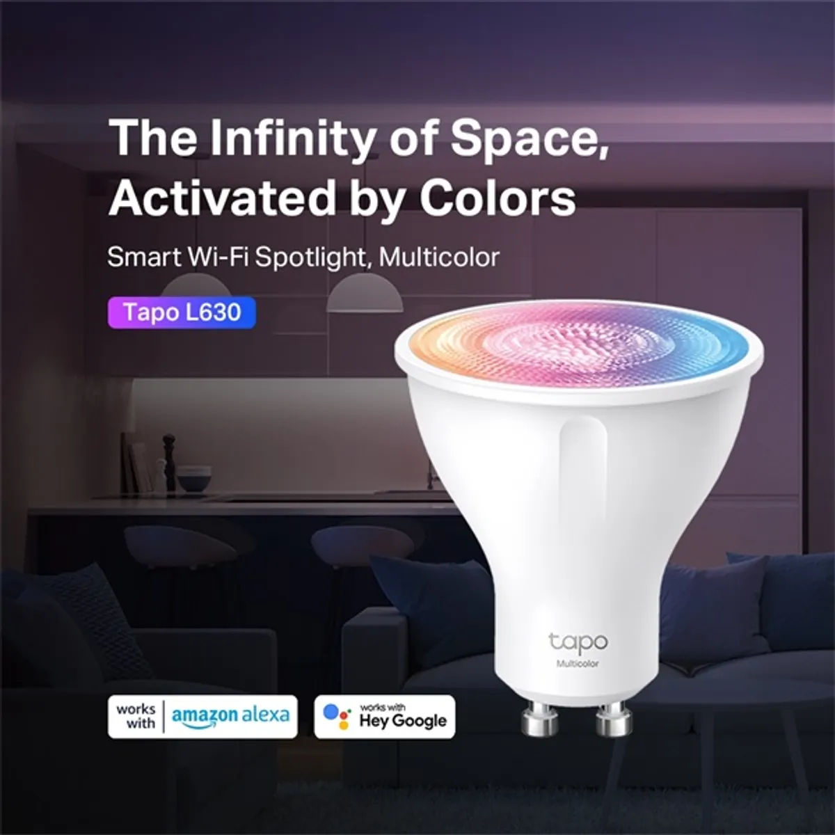 TP-LINK TAPO L630 Tapo L630 Multicolor 2200-6500 K 350 lm 3.7 W GU10 230 V 2,4 GHz WiFi Dimmable Távoli hozzáférés Ütemezés Hangvezérlés #1