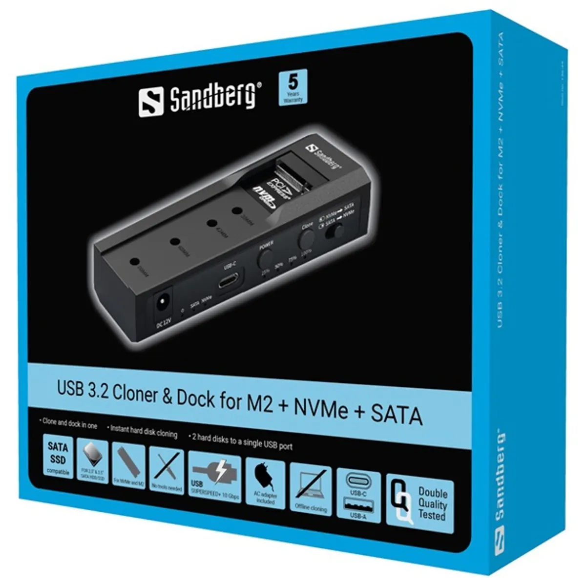 Sandberg 136-49 klónozó-dokkoló M.2 NVMe SATA USB 3.2 Gen2 10 Gbps kétirányú klónozás #7