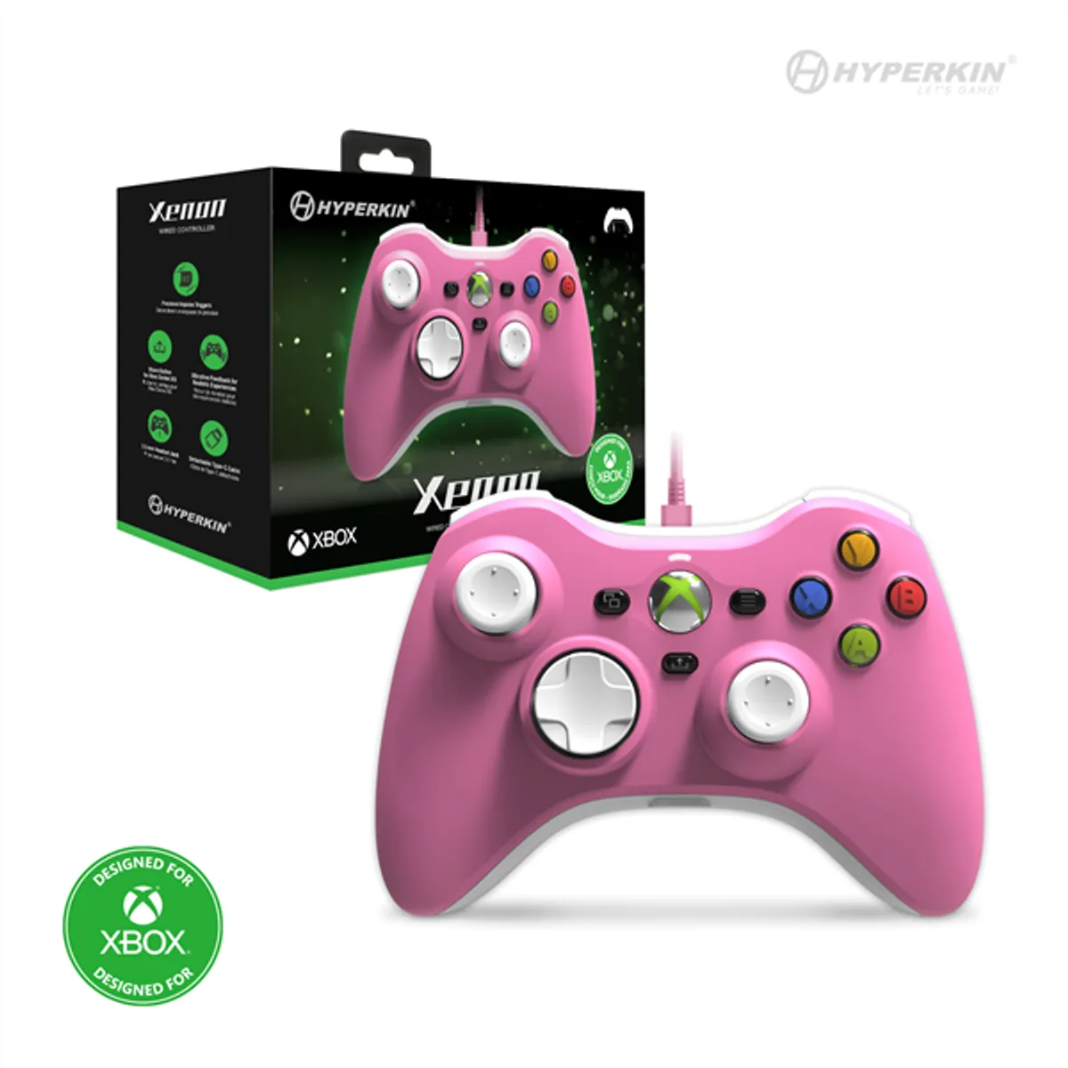 Hyperkin M01368-PI Xenon vezetékes kontroller Xbox Series X S One Windows 11 rózsaszín #1