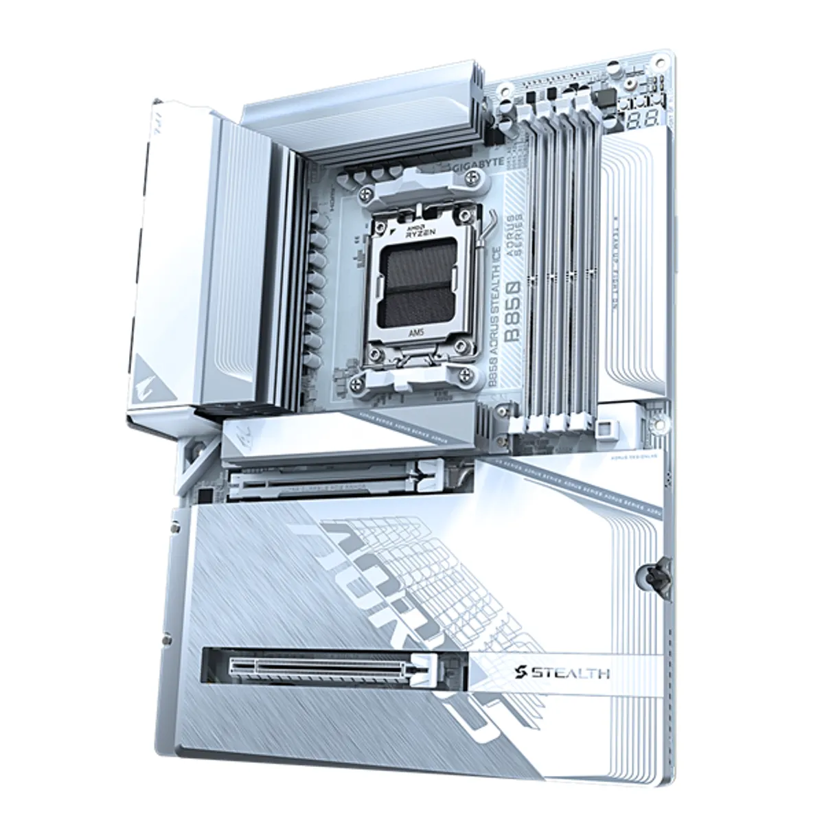 Gigabyte B850 AORUS STEALTH ICE AM5 DDR5 ATX 2x PCIe x16 HDMI M.2 Wi-Fi RAID #1