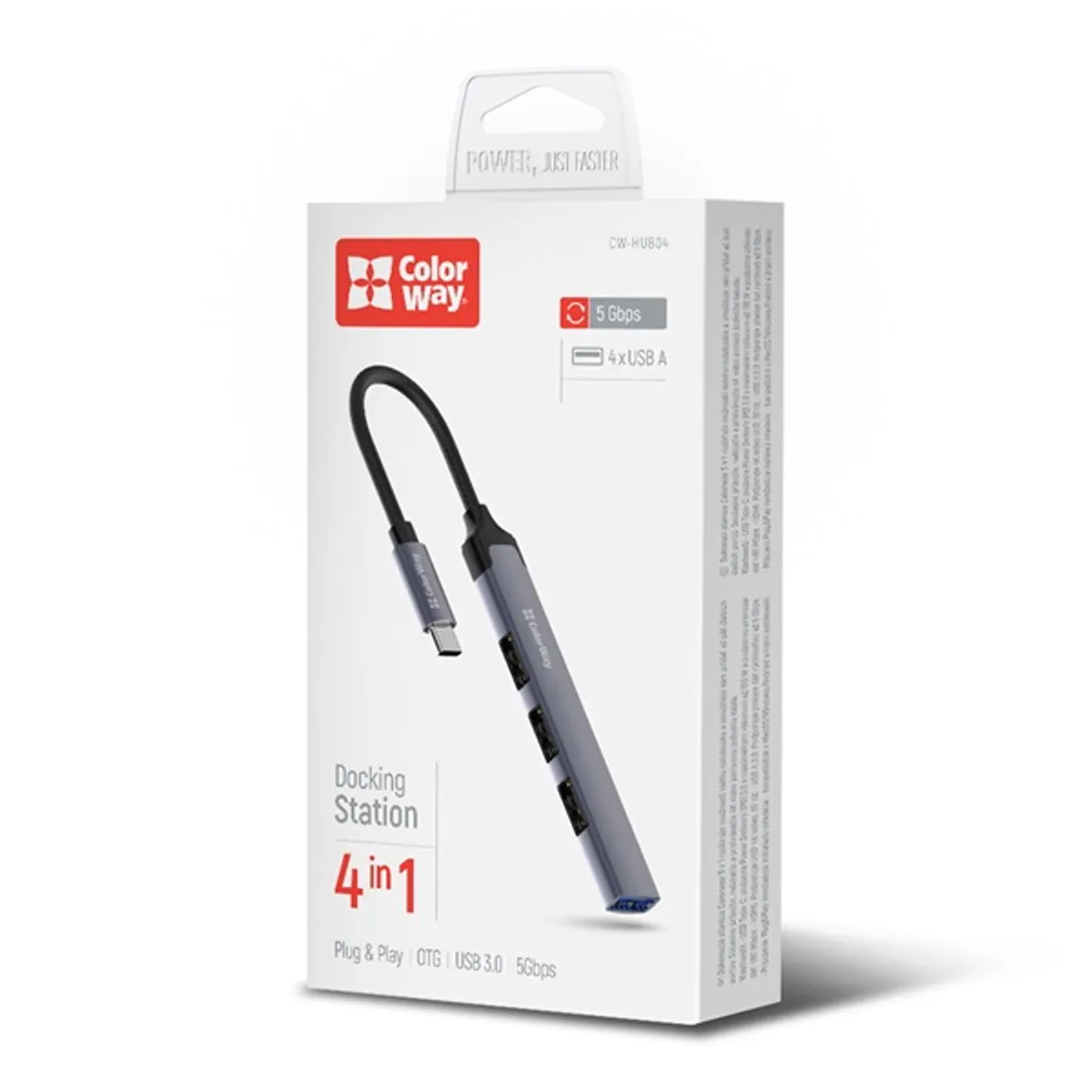 Colorway CW-HUB04 USB-C hub 4-port 1x USB 3.0, 3x USB 2.0 alumínium ötvözet sötétszürke 0,12 m #10