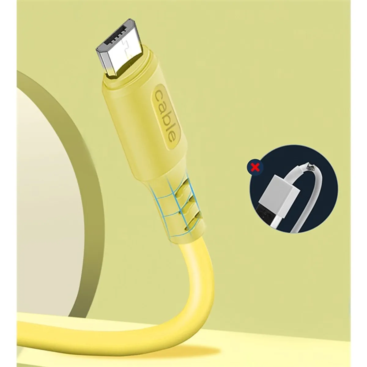 COLORWAY CW-CBUM043-Y USB-MicroUSB kábel puha szilikon 1m sárga 2.4A #3
