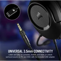Corsair CA-9011386-EU HS35 Surround v2 fejhallgató multiplatformos 50 mm hangszórók 3,5 mm jack USB adapter Dolby surround #3