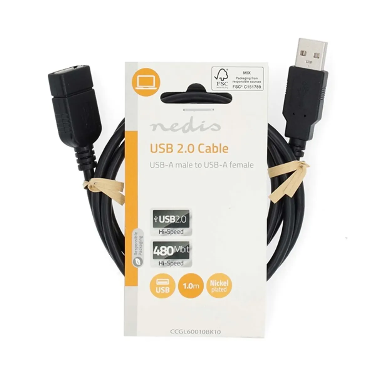 NEDIS CCGL60010BK10 usb a-a hosszabbító kábel 1 m fekete usb 2.0 480 mbps #3
