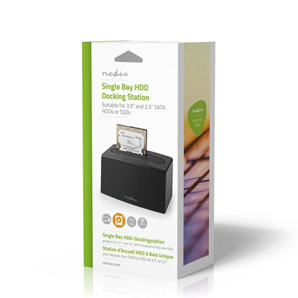 Nedis HDDUSB3210BK HDDSSD dokkoló 2 fiókos 2,5"-3,5" SATA USB 3.2 Gen1 #9