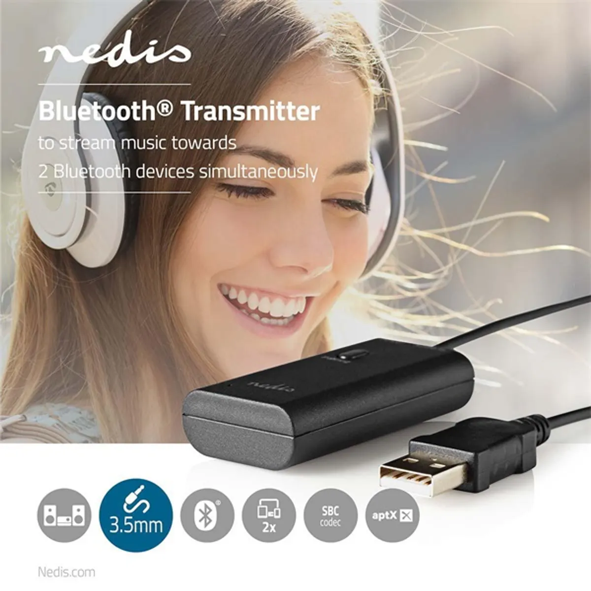 NEDIS BTTR100BK Bluetooth adó-vevő szín fekete #1