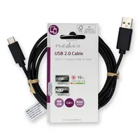 Nedis CCGL60600BK20 USB A - USB C kábel fekete USB 2.0 15W 2 m #3