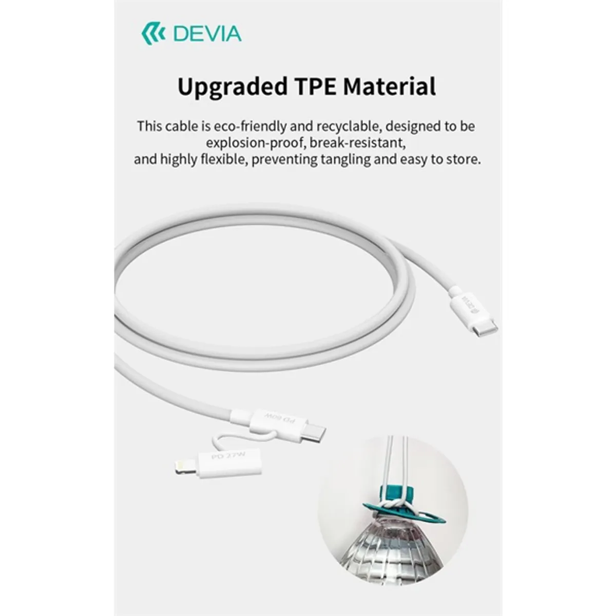 Devia ST121485 Smart Series 60W 27W PD Type-C Type-C Lightning 1,2m fehér #9