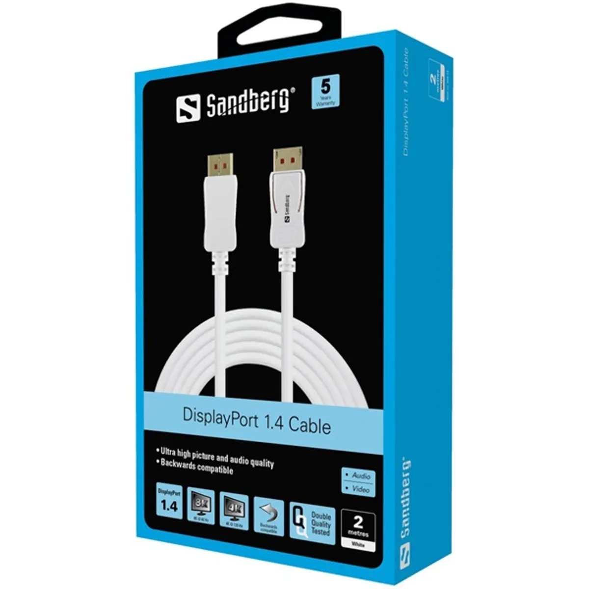 SANDBERG 509-15 DisplayPort kábel DP 1.4 8K60Hz 2m fehér #2