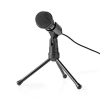 NEDIS MICTJ100BK asztali mikrofon USB-tápellátás 3,5 mm csatlakozás mindenirányú frekvencia 50 Hz-16 kHz impedancia 2200 ohm fekete