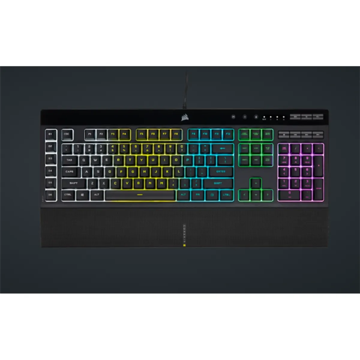 Corsair CH-9226765-NA K55 RGB Pro 5 zónás RGB háttérvilágítás IP42 por- és fröccsenésálló Levehető csuklótámasz 6 makrógomb #1