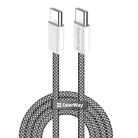 COLORWAY CW-CBPDCC061-BK Type-C kábel fonott pamut PD 60W 1 m 3A fekete 480 Mbps