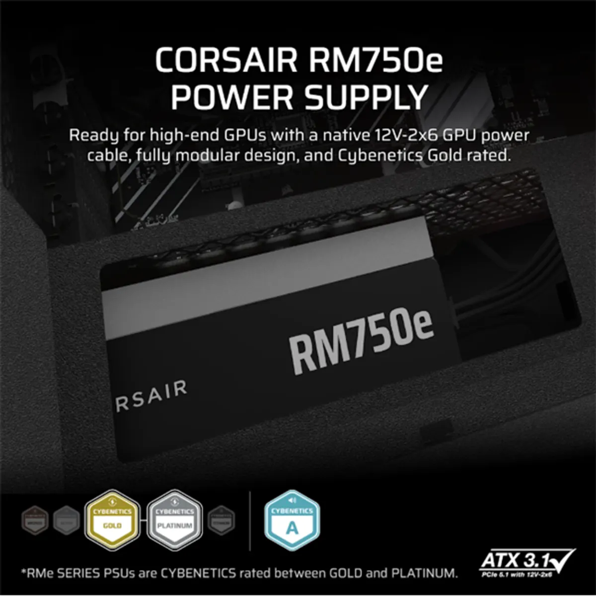 Corsair CP-9020295-EU RM750e 750W ATX 3.1 PCIe 5.1 teljesen moduláris Cybenetics Gold zero RPM mód #2