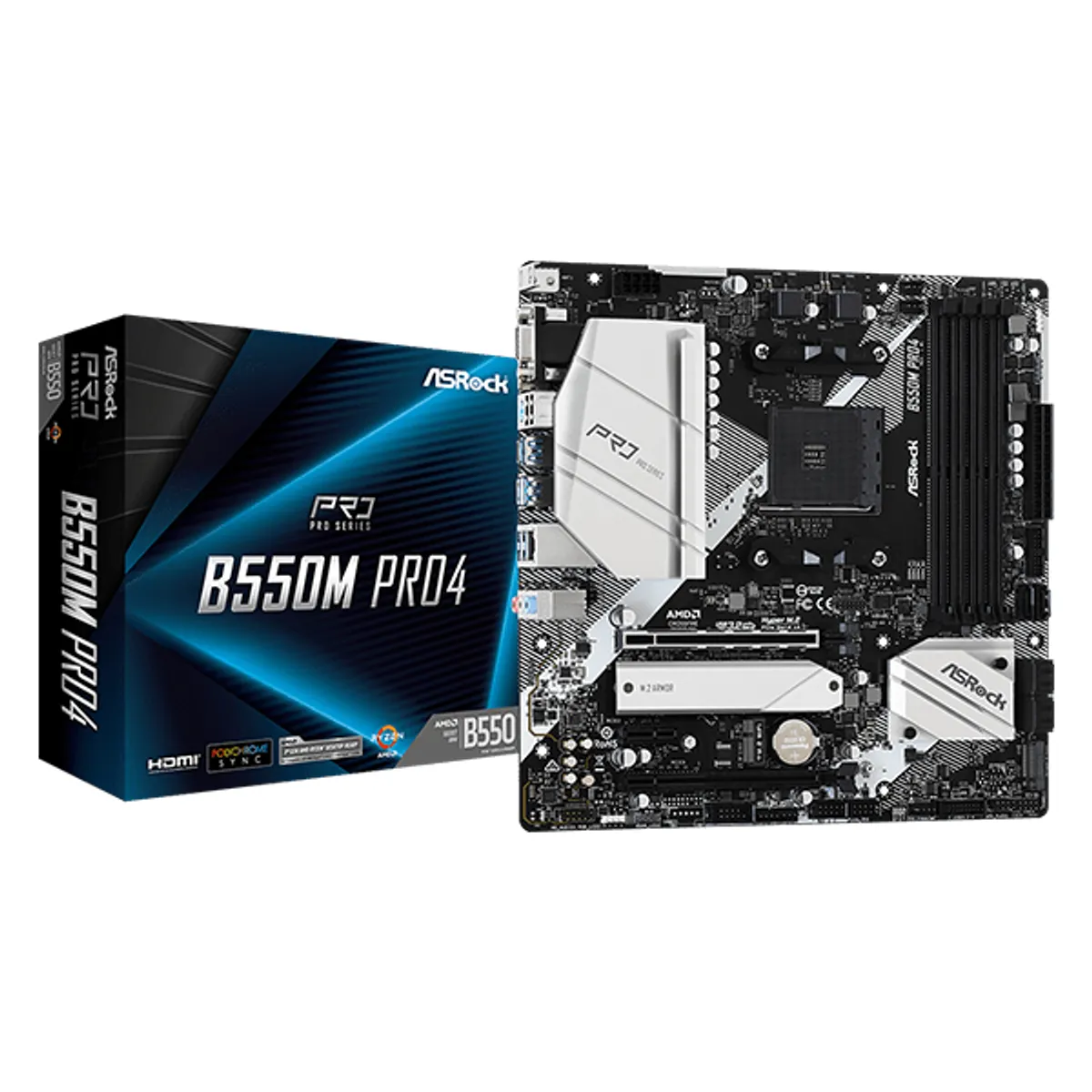ASRock B550M PRO4 am4 ddr4 4733 oc 3x m.2 pcie 4.0 x16 6x sata usb 3.2 gen2 lan hdmi dp d-sub #1