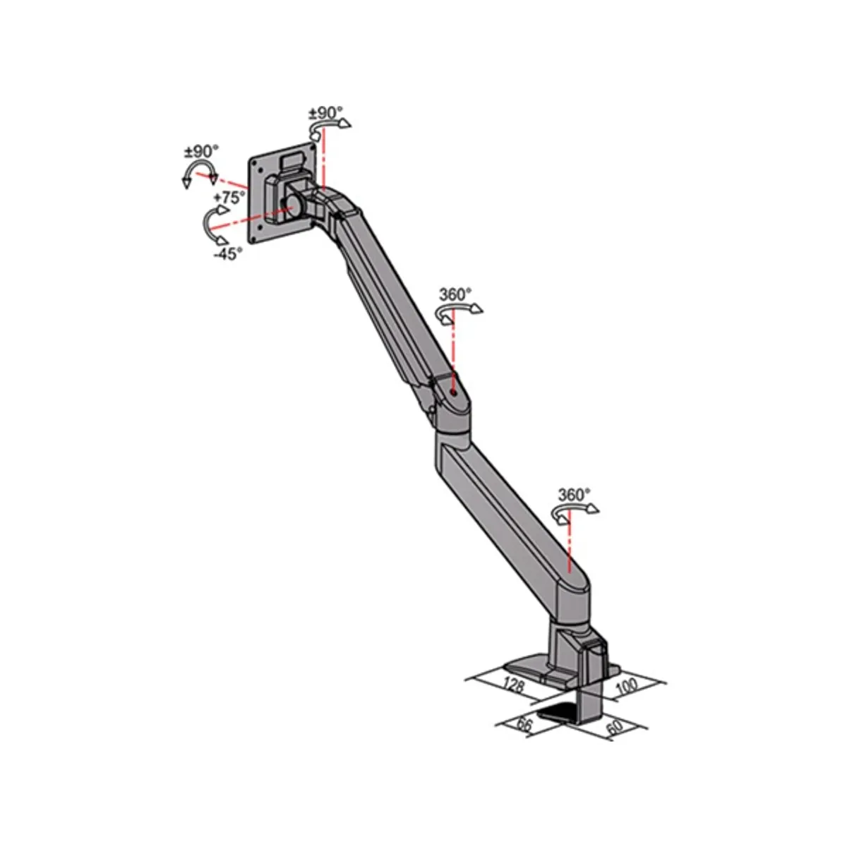 MULTIBRACKETS 7350073732449 M VESA Gas Lift Arm Single Black HD 15-32\" 75x75 100x100 mm #9