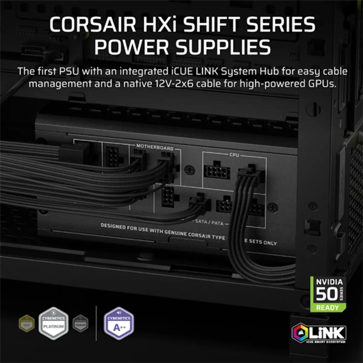 Corsair CP-9020267-EU HX1200i SHIFT 1200W Cybenetics Platinum Fully Modular iCUE LINK Zero RPM mód ATX 140 mm #2