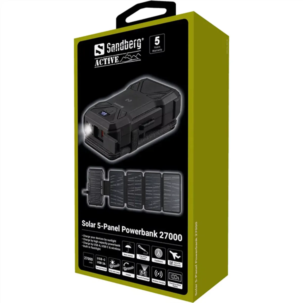 Sandberg 421-06 Akkubank napelemes 5-panel 27000 mAh IP54 vízálló #9