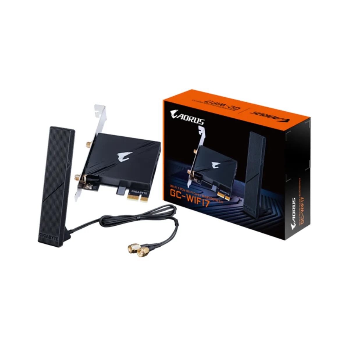GIGABYTE GC-WIFI7 hálózati kártya Wi-Fi 7 5800 Mbps háromsávos Bluetooth 5.3 PCIe x1 2x2 antenna #1