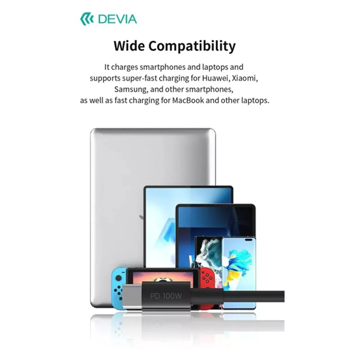 Devia ST111110 Smart Series 1.5m 100W Type-C to Type-C adat- és töltőkábel fekete #6