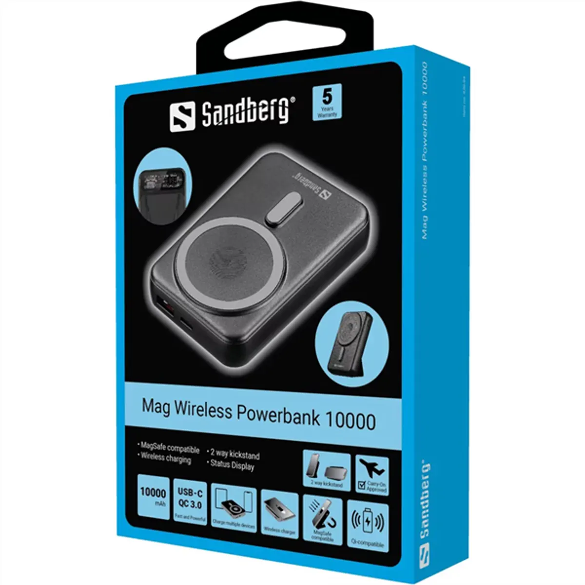 SANDBERG 420-94 Mag Wireless Powerbank 10000 mAh Qi MagSafe USB-C PD 18W USB-A 22.5W #6