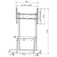 Techly ICA-TR30 mobil tévétartó 55-100" LED LCD, VESA 800x600, max 150 kg, 2 pozícióban állítható magasság, kerekes talp fekete #3