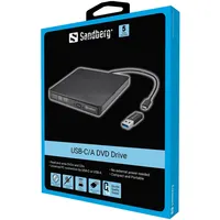 SANDBERG 136-62 Külső DVD-meghajtó USB-C és USB-A, 30 cm, felújított, USB-ből táplált, ír és olvas #5