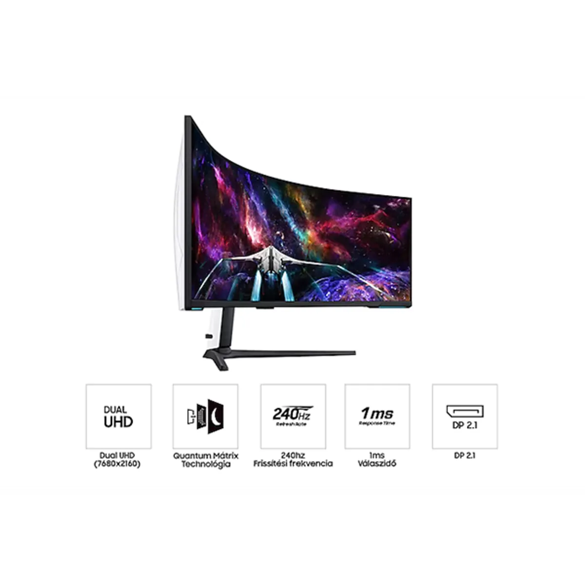 SMG MON LS57CG952NUXEN játékmonitor 57" VA 32:9 7680x2160 240 Hz HDR 1000R fehér HDMI DisplayPort USB #4