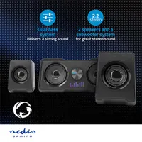 Nedis GSPR21022BK 2.2 hangszóró LED fényhatás USB táp 3,5 mm jack 48 W #8