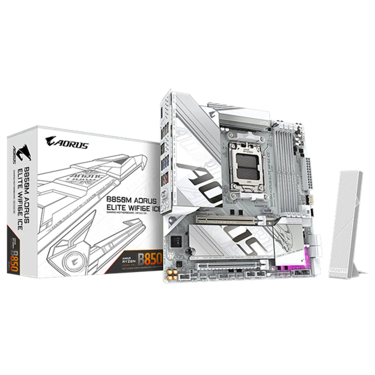 GIGABYTE B850M AORUS ELITE WIFI6E ICE AORUS Elite mATX DDR5 256GB 5200MHz HDMI DisplayPort 2,5GbE M.2 #1