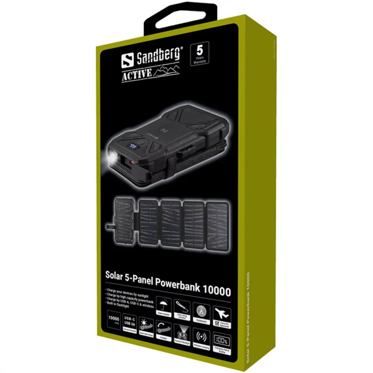 Sandberg 421-05 napelemes 5-panel powerbank 10000 mah ip54 #9