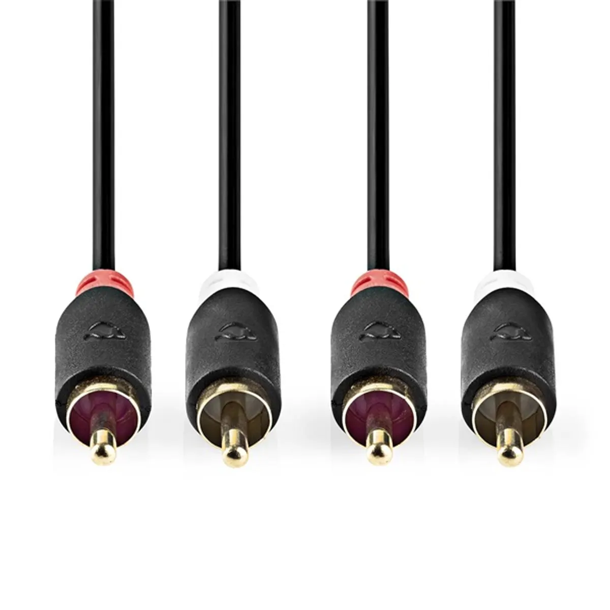 NEDIS CABW24200AT10 RCA audió kábel 2x RCA férfi, aranyozott, 1 m, árnyékolt, antracit #1