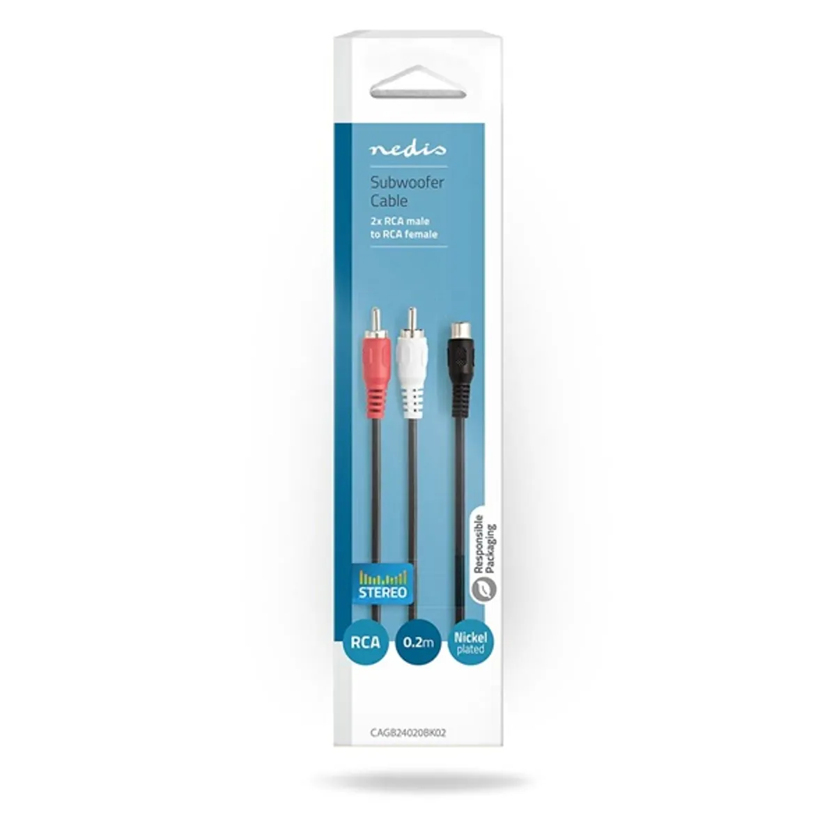 Nedis CAGB24020BK02 sztereo audio kábel 1x RCA aljzat - 2x RCA dugó 0,20m #3