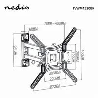 NEDIS TVWM1530BK szabadon mozgatható tv-tartó 23"-55", 30 kg, VESA 100x100 200x100 200x200 300x300 400x200 400x400, 3 forgáspont, 180 fok #4