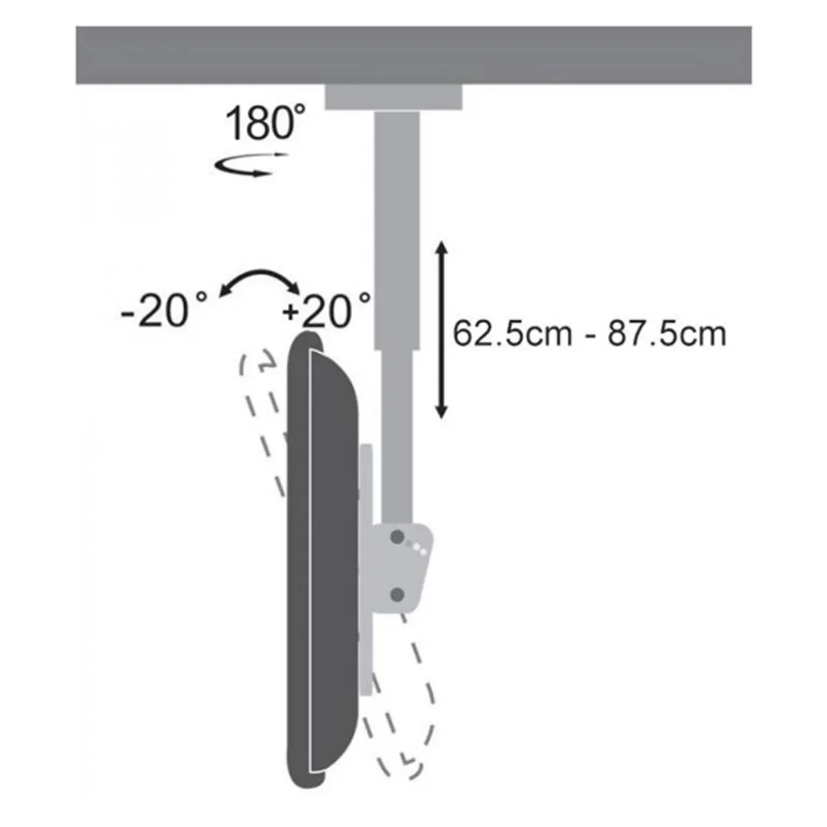SBOX CPLB-28S mennyezeti konzol 23"-43" VESA 200x200, 30 kg, -20° és 20°, 180° #3