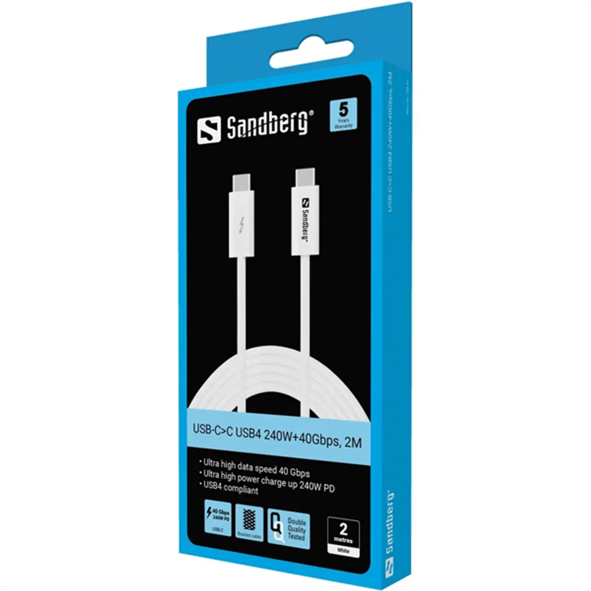 Sandberg 136-57 USB-C USB4 kábel 240W 40Gbps 2m #2