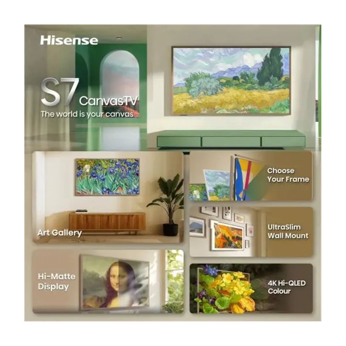 HISENSE 65S7S 65" 4K UHD QLED Canvas tévé 144Hz HDMI 2.1 eARC VRR DTS Virtual X #3