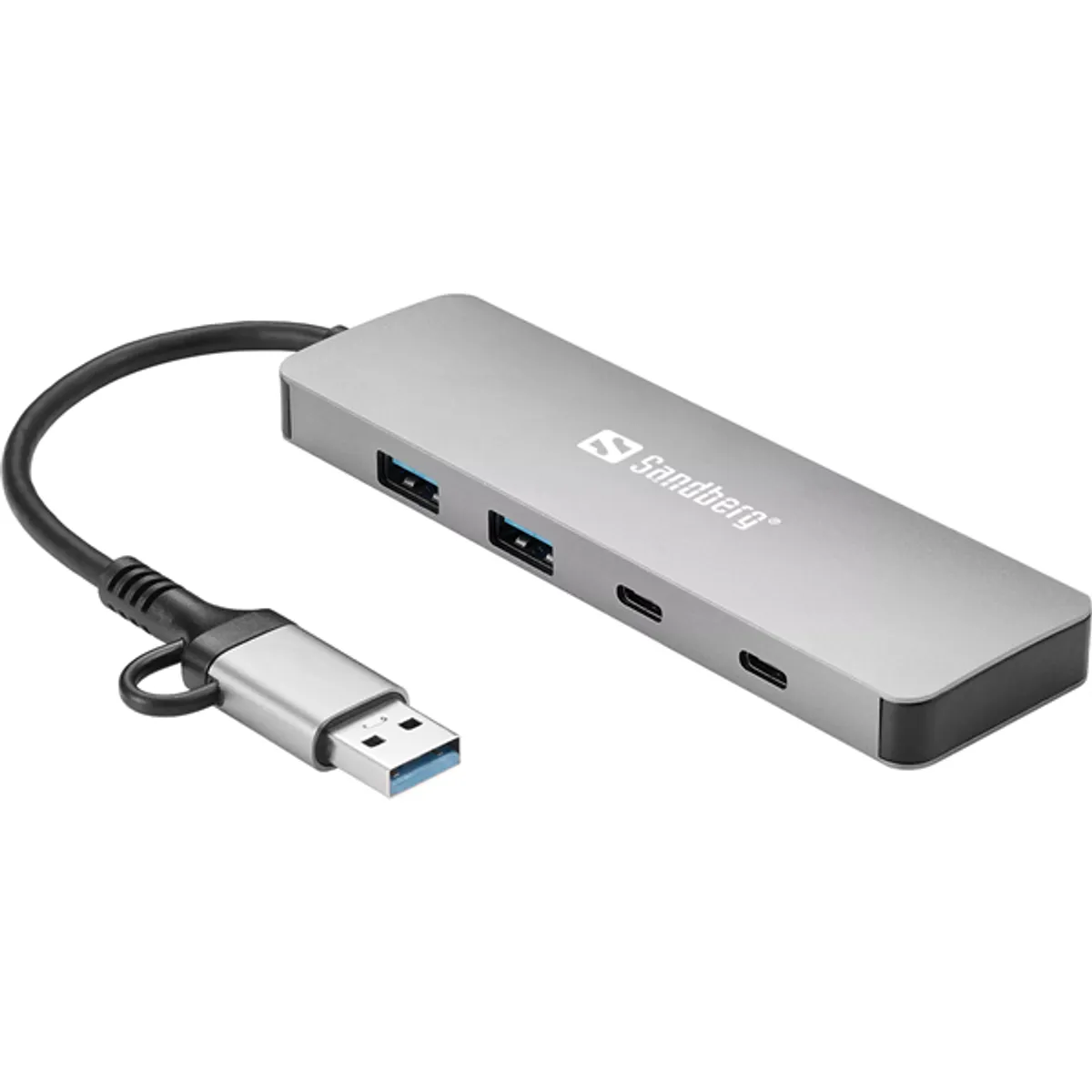 SANDBERG 136-64 USB-C és USB-A hub 2x USB-A 3.0 2x USB-C alumínium ház 5 Gbps #2