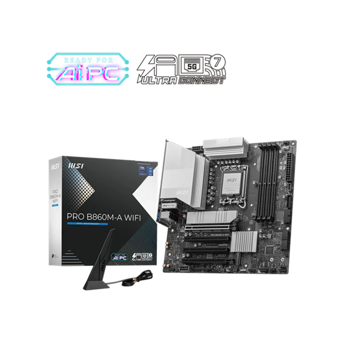 MSI PCC PRO B860M-A WIFI DDR5 ATX 4x DIMM 256 GB 7200 MHz M.2 DisplayPort 2x PCIe x16 LAN 100 1000 5000 Mb s Wireless RAID #1