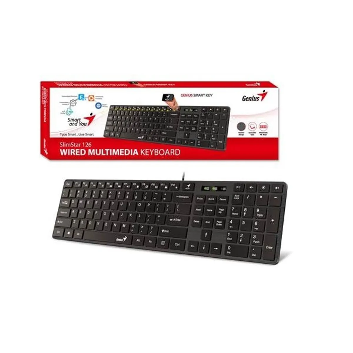 GENIUS SLIMSTAR 126 Vezetékes billentyűzet USB HU multimédiás PC kompatibilis #1