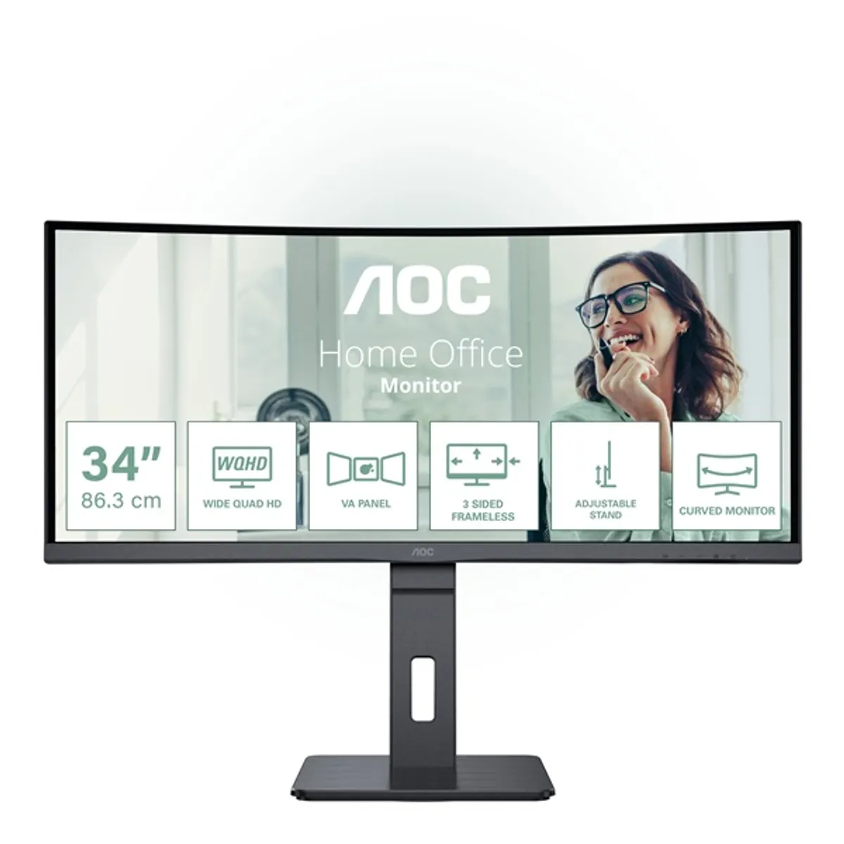AOC CU34P3CV 34" VA ívelt 3440x1440 21:9 100Hz USB-C 65W beépített hangszóró #1