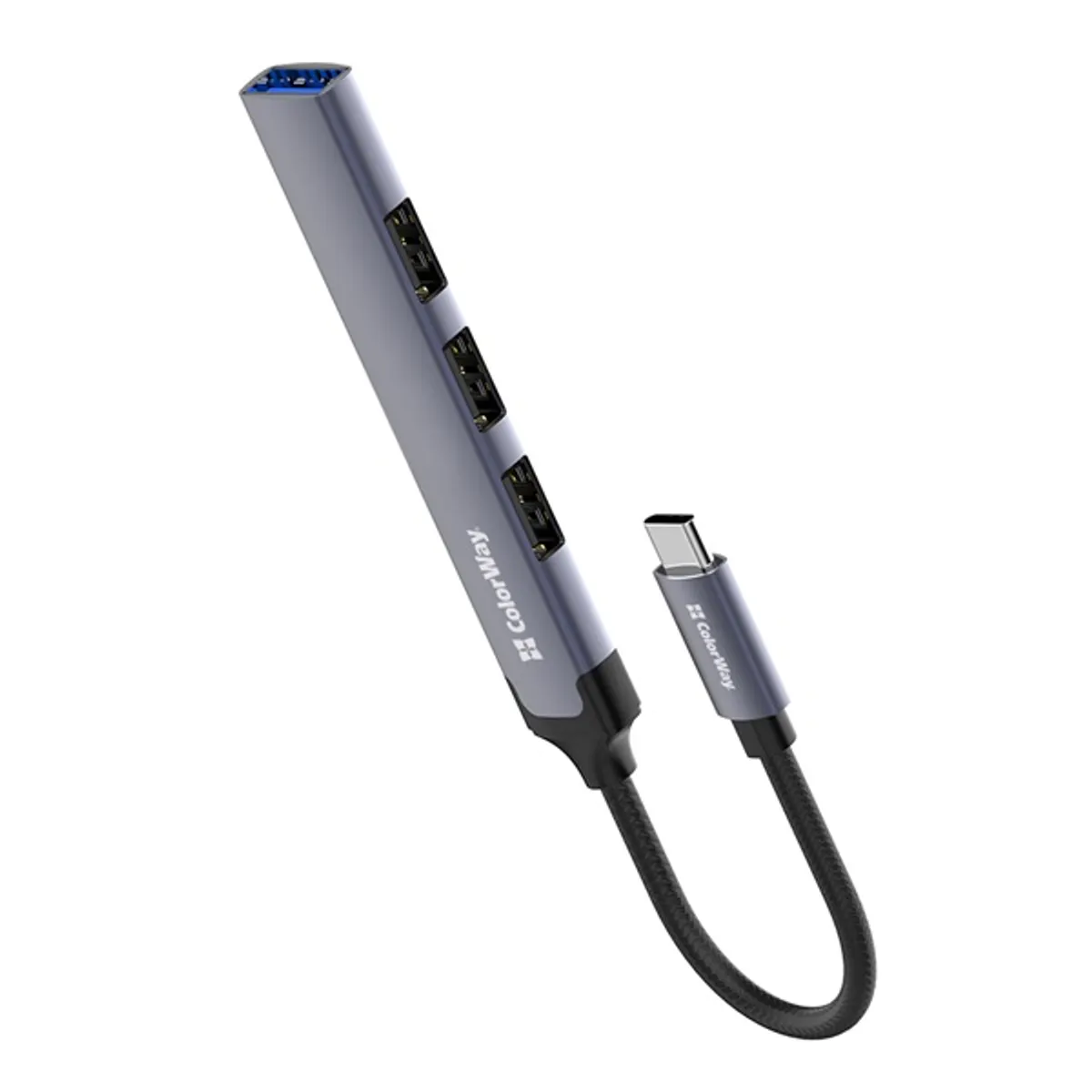 Colorway CW-HUB04 USB-C hub 4-port 1x USB 3.0, 3x USB 2.0 alumínium ötvözet sötétszürke 0,12 m #3