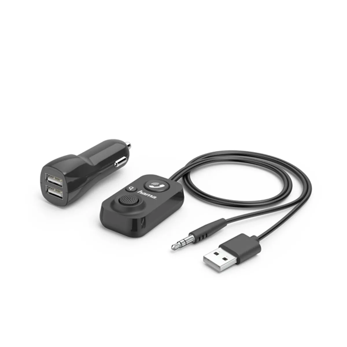 Hama 00014167 autós kihangosító aux bemenet bt 5.1 1 m kábel 12 V-os USB töltő #1